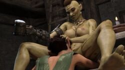 3d 3d_(artwork) cunnilingus elf fantasy female nervaanims oral orc orc_female sex