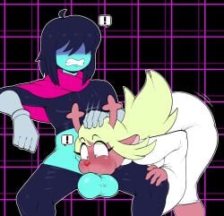 ! 1boy1girl anthro antlers ass_up balls blowjob blue_body blue_skin blush blush_lines clothed_sex deep_throat deltarune duo erection face_fuck face_fucking fellatio female forcing_on_dick furry hairless_balls huge_balls human kris_(deltarune) large_balls large_testicles male mehdrawings noelle_holiday on_side oral oral_sex penis questionable_consent reindeer sex skin_tight snowgrave sudden_insertion suprised suprised_eyes suprised_look surprise surprised teeth_clenched testicles thrusting thrusting_into_mouth