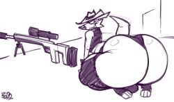 anthro ass_focus balls big_ass big_butt bobthetanuki bubble_ass bubble_butt extrasizedbob fang fang_the_sniper femboy hat hybrid hyper_ass hyper_butt male male_focus male_only mobian_(species) monochrome sega sniper sniper_rifle sonic_(series) sonic_the_hedgehog_(series) tagme thick_ass thick_thighs thong weasel wide_hips