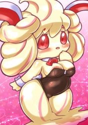 alcremie blush bunny_ears bunnysuit cameltoe food nekoyuu nintendo pokémon_(species) pokemon pokemon_only red_eyes tagme thick_thighs voluptuous