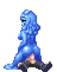 2d 2d_animation anal animated animated_gif back_view blue_body blue_eyes blue_skin bouncing_ass bouncing_breasts cowgirl_position missing_tags monster_girl monster_girl_quest pixel_animation pixel_art reverse_rape slime slime_girl tagme transparent_background video_game_character