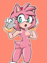 1girls amy_rose dripping_pussy female hedgehog leaking_pussy nixtnya pink_fur pink_hair small_breasts solo sonic_(series) surprised wet