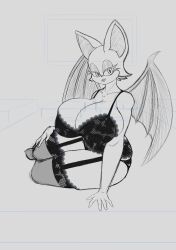 bat bat_girl big_breasts furry huge_breasts large_breasts legs lingerie makeup on_bed pantyhose roselia_van_blanc rouge_the_bat sega sitting sonic_(series) sonic_the_hedgehog_(series) thick thick_ass thick_thighs thighs wings work_in_progress