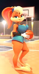 3d anthro_only basketball basketball_court basketball_uniform big_ass big_breasts blonde_female bunny_ears lola_bunny shocking_(artist) space_jam space_jam:_a_new_legacy