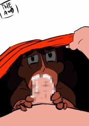 bed blowjob connie_maheswaran fellatio female greg_universe steven_universe straight_hair sucking sucking_penis the_and under_covers