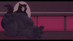 1girls anthro bistup black_fur large_breasts overweight_female pawpads pussy scp-1471 scp-1471-a scp_foundation solo tagme