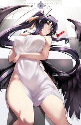 1girls akeno_himejima big_breasts breasts gainoob high_school_dxd large_breasts long_hair looking_at_viewer open_clothes panties red_hair solo