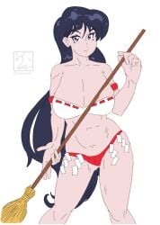 1girls alternate_version_available big_breasts bikini bishoujo_senshi_sailor_moon black_hair broom female female_only gibberish_(artist) large_breasts light-skinned_female light_skin long_hair miko rei_hino skimpy_clothes solo swimsuit