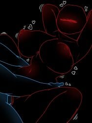 1boy 1boy1girl 1girls belly_button big_breasts black_background cih databrawl dominant_male hands_behind_back hands_on_hips heart hearts male/female male_penetrating male_penetrating_female musclegram nipple_bulge pixoppies roblox roblox_game spread_legs vaginal_penetration