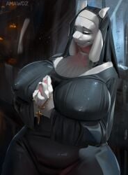 1girls 2d absurd_res amawdz anthro big_breasts breasts closed_eyes female female_only furry high_resolution horns huge_breasts mature_female nipple_bulge nun nun's_habit nun_outfit praying solo solo_female standing toriel undertale undertale_(series) very_high_resolution voluptuous white_fur wide_hips