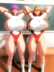 286c 2girls 3d ayane_(doa) big_breasts blonde_hair breasts dead_or_alive female female_only hourglass_figure human large_breasts light-skinned_female light_skin long_hair mythra mythra_(xenoblade) nude nude_female outdoors purple_hair red_eyes short_hair xenoblade_(series) xenoblade_chronicles_2 yellow_eyes