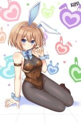 ass_visible_through_thighs bare_shoulders blanc blue_eyes bowtie breasts brown_hair bunny_ears bunny_tail bunnysuit clothed clothed_female clothing facing_viewer female female_only fishnet fishnet_pantyhose fishnets full_body goddess hair hips lewdkuma light-skinned_female light_brown_hair light_skin looking_at_viewer neptunia_(series) pale-skinned_female pale_skin pantyhose petite shoes short_hair sitting skimpy skimpy_clothes small_breasts solo solo_female wide_hips wristband