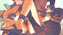 3d alternate_costume anal anal_sex bikini black_bikini black_swimsuit breasts byleth_(fire_emblem) byleth_(fire_emblem)_(female) byleth_(summer)_(fire_emblem)_(female) censored cum cum_on_face dark-skinned_male dark_skin double_penetration fire_emblem fire_emblem:_three_houses fire_emblem_heroes interracial nipples nude nude_female official_alternate_costume sandals sgt_foot straight swimsuit vaginal_penetration