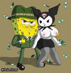 big_breasts bobcholo breasts cel_shading crossover e-girl eastern_and_western_character furry gangster_spongebob goes_hard grabbing_breasts kuromi meme mob_face nickelodeon nipples onegai_my_melody pantyhose sanrio smooth_skin spongebob_squarepants spongebob_squarepants_(character) tagme thick_body thick_thighs weird_crossover white_body