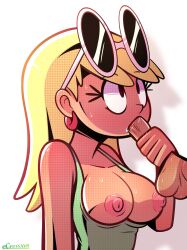 1boy 1boy1girl 1girls 2d areolae balls blonde_female blowjob breasts clothing crossxvii glasses high_resolution leni_loud long_hair male/female nipples nude_male oral penis straight tagme the_loud_house unseen_male_face