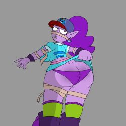 1girls 2d big_ass brawl_stars emz_(brawl_stars) presenting_hindquarters purple-skinned_female purple_skin superfan_emz_(brawl_stars) underwear upskirt zombie