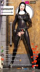 1girls 3d boots condom cumdrip cumdump female female_only filled_condom hitman hitman_absolution human human_only latex latex_nun latex_suit light-skinned_female light_skin livestream masturbation money nun nun's_habit prostitution social_media suggestive_look the_saints_(hitman_absolution) torn_clothes victoria_burnwood