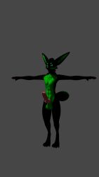 3d_(artwork) abs animal_genitalia animal_penis anthro balls big_balls big_knot big_penis black_body black_fur canine_penis digital_media_(artwork) fluffy fluffy_tail fur genitals green_body green_fur hi_res huge_balls huge_cock kaminofox knot male pawpads penis rexouium solo t-pose wade_black