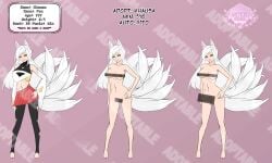 1futa 1girls adoptable animal_ears areolae atelier_sol_aer balls bar_censor breasts censored character_sheet clothed clothing cup_size e-cup_breasts female fox fox_ears fox_girl fox_tail full_body fully_clothed futanari humanoid humanoid_penis kemonomimi kitsune multi_tail nine_tailed_fox nipples nude penis reference_image self_upload standing text white_hair xenxia ych