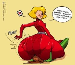 ass ass_dough ass_expansion ass_grab ass_grope ass_groping ass_on_face ass_slap blonde_hair bodysuit bottom_heavy bubble_butt butt_expansion butt_slap cartoon_network clothing clover_(totally_spies) deep_skin facesitting female fetish heart huge_ass human hyper_ass large_ass looking_back naughty_face pale_skin plap_(sound) red_hair sam_(totally_spies) small_breasts smothering smothering_ass speech_bubble tail-blazer teasing teletoon thick_thighs totally_spies wide_hips yuri