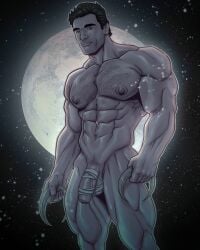 1boy actor balls ballsack bandaged_penis bandages beard_stubble black_hair blitzturner body_hair brown_eyes celebrity facial_hair flaccid_penis foreskin hairy_chest human in_character intact latino male male_nipples male_only male_pubic_hair marc_spector marvel masculine moon moon_knight moon_knight_(series) muscles muscular_male oscar_issac partially_retracted_foreskin pecs penis precum precum_drip scrotum solo steven_grant_(marvel) testicles uncut veiny_penis