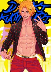 abs brown_eyes denki_kaminari male male_only maorenc my_hero_academia solo_male yellow_hair