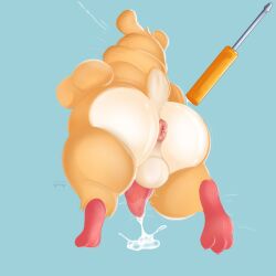 anthro anus ass balls blizzard_entertainment bodily_fluids chubby_anthro chubby_male cricetid cum ejaculation fur genital_fluids genitals hammond_(overwatch) hamster hi_res male male_anthro male_only mammal orange_body orange_fur overwatch penis rodent screwdriver slightly_chubby solo tan_body tan_fur tools video_games whiskers yamwamm