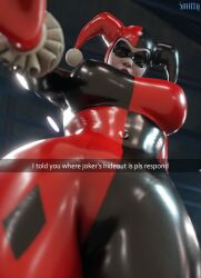1girls 3d 3d_(artwork) batman:_arkham_knight batman_(series) big_breasts blender blender_(software) breasts dc dc_comics female female_only fully_clothed harley_quinn harley_quinn_(classic) harley_quinn_(injustice) injustice_2 large_breasts selfie smitty34 solo tagme voluptuous voluptuous_female wide_hips