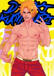 abs brown_eyes denki_kaminari male male_only maorenc my_hero_academia solo_male yellow_hair