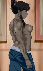 1girls avatar_legends breasts clothing dark-skinned_female dark_skin female female_only korra muscular muscular_female small_breasts solo solo_female straight_hair the_avatar the_legend_of_korra water_tribe woorkvaza