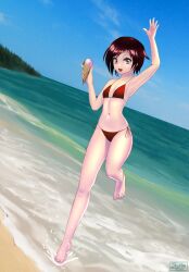 barefoot beach bikini feet female ice_cream ruby_rose rwby