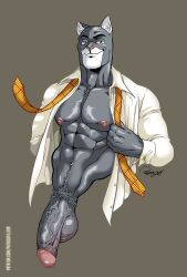 1male abs anthro big_penis blacksad cat_humanoid furry john_blacksad male male_focus male_only patrick_fillion solo solo_male veiny_penis