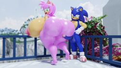 1boy 1girls 3d amy_rose huge_ass huge_breasts minttoo outdoors sonic_(series) sonic_the_hedgehog sonic_the_hedgehog_(series) tagme