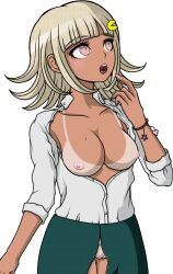 blonde_hair blush breasts cheeeeeeeeeeeeen chest danganronpa danganronpa_2:_goodbye_despair edit female_only gyaru nanami_chiaki nipples pink_eyes pink_nipples pussy sprite straight_hair transparent_background vagina