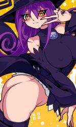 blair_(soul_eater) blush hat king_sherbet long_hair looking_at_viewer purple_hair soul_eater tagme witch_hat yellow_eyes