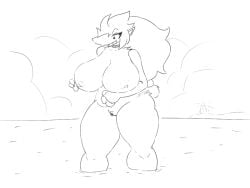 animated anthro black_and_white breast_grab breast_squish breasts crotch_tuft embarrassed female hand_on_breast mkiiisystem nintendo nonarycubed nude pokémon_(species) pokemon pokemon_(species) solo squish tuft video_games zoroark