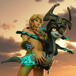 1boy 1boy1girl 1girls 3d 3d_(artwork) 3dx balls big_hips black_body blender blonde_hair breath_of_the_wild curvy dark-skinned_female dark_skin elf female interspecies light-skinned_male light_skin link link_(breath_of_the_wild) male male/female meme midna naked nude open_mouth orange_hair red_eyes render sex shortstack smile straight the_legend_of_zelda titanic_(1997_film) twili twilight_princess