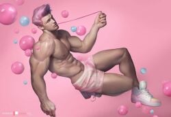 1boy caucasian caucasian_male christian_hogue fitness_model male male_only muscles muscular muscular_male pink_hair real_person short_shorts silverjow solo solo_male