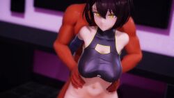 1boy 1girls 3d animated azur_lane baltimore_(azur_lane) black_elbow_gloves black_hair black_sports_bra bottomless cleavage cum cum_in_pussy cum_inside dark-skinned_male dark_skin doggy_style duo duo_focus ejaculation elbow_gloves gloves hair_between_eyes hand_on_hip head_out_of_frame hi_res highres interracial large_ass large_breasts light-skinned_female light_skin mikumikudance mmd navel pale-skinned_female sex sex_from_behind short_hair sound sound_effects sports_bra standing standing_sex thick_thighs video whiteca_mmd wide_hips yellow_eyes