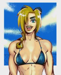 1girls bare_shoulders big_breasts bikini bikini_top blonde_female blue_eyes breast_focus breasts breasts_focus busty curvy double_bun eye_contact eyeshadow female female_focus female_only front_view gg8473 green_lips green_lipstick hair_bun hair_over_one_eye jojo's_bizarre_adventure jolyne_kujo large_breasts light-skinned_female light_skin lipstick looking_at_viewer muscular muscular_female open_mouth pov_eye_contact solo solo_female solo_focus stone_ocean toned toned_female tongue_piercing voluptuous