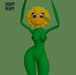 1girls 3d 3d_(artwork) animated areola areolae blender dancing female looking_at_viewer loop medium_breasts mp4 naked nipples no_sound nude plant_girl plantie plants_vs_zombies plants_vs_zombies:_heroes short_playtime simple_background small_breasts smile snippwapp solar_flare_(pvz) video