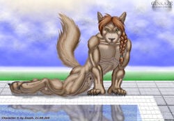 1boy adam_wan balls canine dingo ginkaze male male_only muscles nude pose solo zaush_(character)