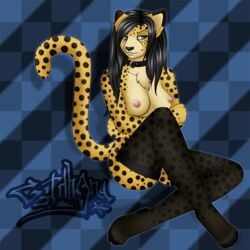 alexis cheetah color feline female furry gothhana nude solo stockings