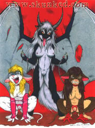 2000 anthro breasts charlene_(mousey_love) claws demon fangs female fur furry glasses horns james_m_hardiman leash lynne_(mousey_love) mouse mousey_love_girls nude piercing pussy rodent skunk tongue wings