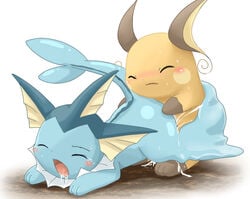 blush closed_eyes cum eeveelution female goo male nintendo open_mouth pemyu penetration pokémon_(species) pokemon pokemon_(species) raichu sex slime straight tail vaporeon