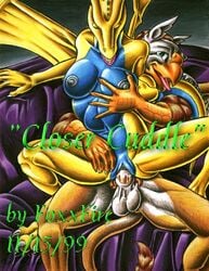 1990s 1999 20th_century avian breast_grab breasts dragon dragoness female foxxfire gryphon male penetration penis pussy reverse_cowgirl_position scalie straight vaginal_penetration wings