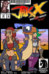 2girls akabur ashelin_praxis comic comic_cover english english_text female flut_flut green_hair jak_and_daxter keira_hagai long_ears multiple_girls part_1 red_hair redhead sci-fi science_fiction scifi