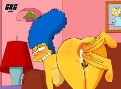 cum_in_pussy cum_inside double_anal double_penetration gkg marge_simpson sex standing standing_sex the_simpsons threesome