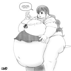 1girls bbw belly big_belly big_breasts breasts chunkerchunks cleavage fat female female_only large_breasts morbidly_obese nami obese one_piece overweight solo_female