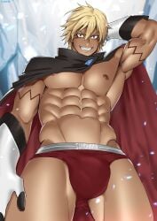 1boy abs being_undressed blonde_hair male male_only muscles solo solo_focus suyohara tensei_shitara_slime_datta_ken that_time_i_got_reincarnated_as_a_slime thighs underwear veldora_tempest